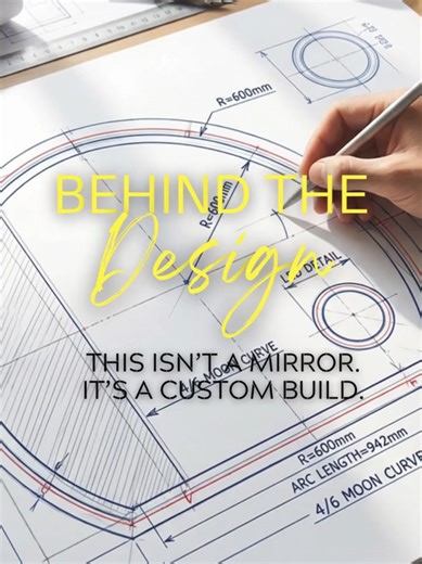 Half moon vanity mirror with crescent mirror impact. This bold half moon mirror decor piece transforms spaces with its sculptural curve. Designed as a statement half moon mirror bathroom feature and artistic semi circle mirror, it blends glow, geometry, and elegance seamlessly. Upgrade your space-DM us to build your custom moon mirror. #halfmoonmirror #interiordesign #bathroomdecor #custommirror