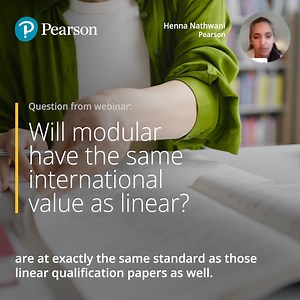 Do modular qualifications hold the same value as linear? The answer is a resounding yes! Watch Henna Nathwani explain how both approaches provide robust and internationally respected educational pathways. Learn more about our modular route at International GCSE! | Pearson UK & International Schools