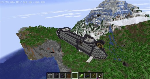 【マイクラ】オリジナル飛行船。前後の傾き、推力用エンジン出力の自動調整機構を備えています🛫#Minecraft #MOD #CreateAeronautics