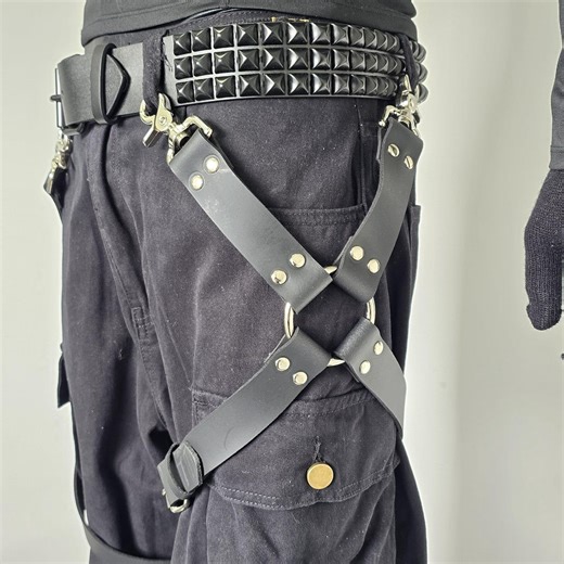 Black Leather Thigh Harness: Punk Goth Rock Genuine or Vegan Leather - Etsy