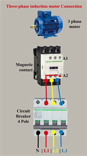 Three Phase motor Control connection diagram #IndustrialAutomation
