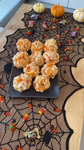 15K views · 61 reactions | Candy corn may be divisive, but I ENJOY IT! And even more in these yummy & festive popcorn balls—just 4 ingredients needed to make them. 111 calories. Get the recipe -> https://www.hungry-girl.com/recipe-makeovers/easy-candy-corn-popcorn-balls-recipe | Hungry Girl | Facebook