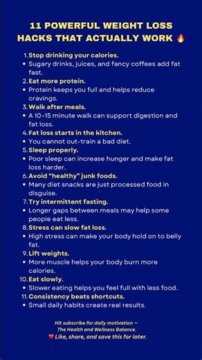 11 Weight Loss Hacks That Actually Work #weightloss #fatloss #healthtips