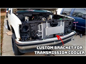 Installing Tru-Cool 40k trans cooler w/ custom bracket... You NEED this for your OBS Truck‼️
