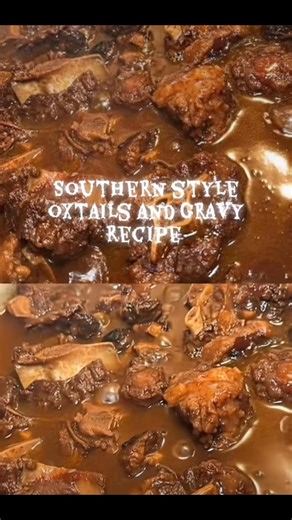 Southern Oxtails and Gravy Recipe 📝 Ingredients: • 3–4 lbs oxtails (cleaned and trimmed) • 2 tbsp vegetable oil • 1 onion, chopped • 1 green bell pepper, chopped • 2 stalks celery, chopped • 4 cloves garlic, minced • 1 tbsp Worcestershire sauce • 2 tsp onion powder • 2 tsp garlic powder • 1 tsp smoked paprika • 1 tsp black pepper • 1 tsp salt (or to taste) • 1 tsp thyme (dried or fresh) • 2 tbsp flour (for browning) • 3 cups beef broth (plus more if needed) • 2 bay leaves • 1 tbsp browning sauc