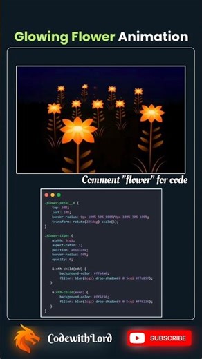 Glowing Flower Animation Using Pure CSS | Creative UI Animation Tutorial | CodewithLord