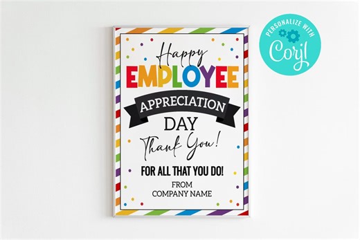 Employee Appreciation Day Sign: Editable Rainbow Workplace Thank You (8x10) - Etsy