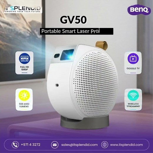 BenQ GV50 Portable Smart Laser Projector | 1080p Full HD | 500 ANSI Lumens | Google TV