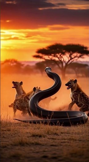 “Caught on Camera: Python Strikes Back at Hyenas in the Wild!” #asmr #wildlife #ai