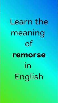 What does REMORSE mean in English? #englishvocabulary #frankenstein