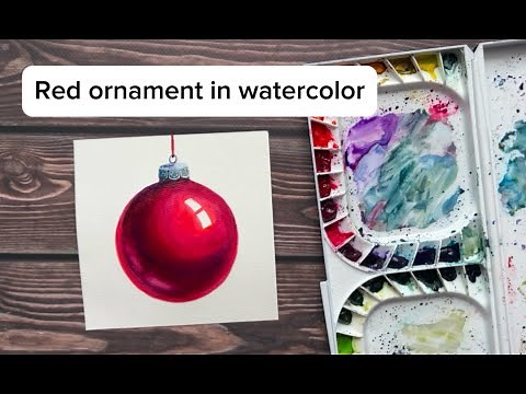 How to Paint a Festive Red Ornament in Watercolor | Easy Christmas Tutorial