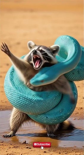 Raccoon Gets Attacked by Giant Python‼️Coyote Fights Giant Python to Save #animals #discovery #snake
