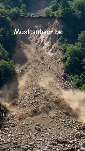 The huge land sliding from hill.dangerous land sliding