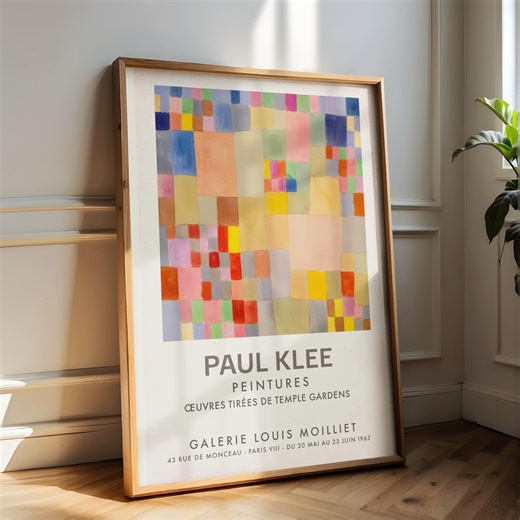 Paul Klee Exhibition Poster, Temple Gardens Art, Vintage Wall Art, Colorful Squares Print, Gallery Louis Moilliet, Swiss Art Poster - Etsy