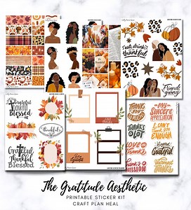 Journaling and Printable Stickers, Sticker Kit, Abstract Women, African American, Autumn Stickers, Gratitude Quotes, Bujo Stickers, Digital - Etsy