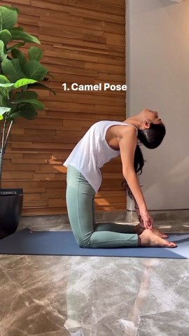 Riya Ranka Lekhrajani on Instagram: "If your cycle has been irregular and you find yourself building high dependency on pills, a consistent yoga practice may be your best friend! ✨ combine this practice with deep breathing, sleeping for 7-8 hours, nutritious protein rich meals & healthy fats to truly transform your menstrual health. 💖 Mini sequence for you: 1 - Camel (Ustrasana) : opens up the abdomen 2 - Downward Dog (Adhomukh Svanasana) : relieves tension in the lower back 3 - Seated Squat (M
