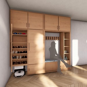 DIY Entry Shoe Storage Bench With Cabinet, Stylish & Multi Functional Cabinet Design for Shoes, Open Shelves, and Robot-friendly Space - Etsy