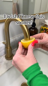 Genius Bathroom Cleaning Tip! Lemon helps remove calcium build up and mineral deposits on faucets! #cleaninghacks #lemon #faucet #bathroomdecor #hometips | The Lauren Show