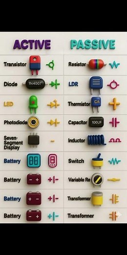 Active and Passive Electronics Components | Symbols & Functions Explained