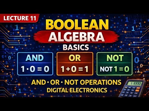 Lecture-11: Boolean Algebra Basics | AND, OR, NOT Operations Explained | Digital Electronics