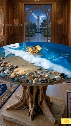 Ocean Waves Inside a Table… Touching the Qur’an 🌊✨