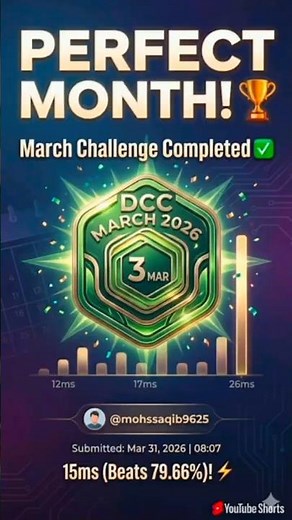 LeetCode 309 days & March 2026 DCC completed #coding #leetcode #jee #code #viral #shorts #coders