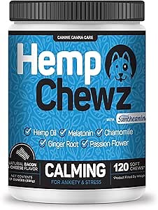 Calming Treats for Dogs – Infused with Organic Hemp to Help Keep Your Dog Calm and Relaxed During Storms, Separation, Crowds, Fireworks, Travel, Grooming, Vet Visits and More - 120 Chews