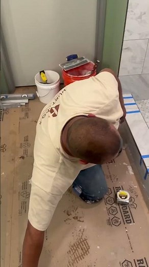 Master Shower Pan Floor Tile Installation #diy #tutorial #construction #tiling #tile #shower #fyp
