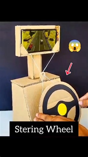 DIY Cardboard Steering Wheel for Mobile Games Real Racing Feel #trending ##shorts #craft #car