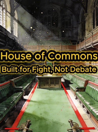House of Commons: Built for Fight, Not Debate 🏛️🗡️ Ever wonder why the UK Parliament feels like a shouting match? It’s built into the floor. 🕵️‍♂️ From the