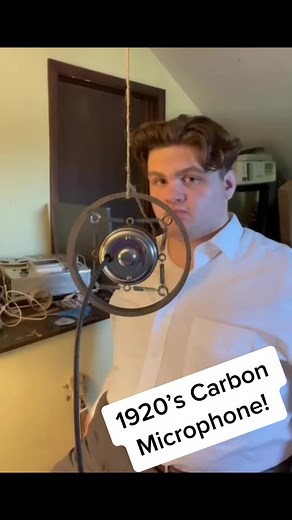 Testing a 1920’s carbon microphone! #antique #microphone #vintage #fyp | carbone microphone