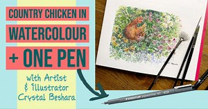 Country Chicken in Pen and Ink