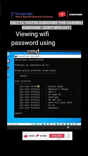 Subscribe 👍 Like ❤️ | How to View Your WiFi Password Using CMD in Windows #shorts #viral #tranding