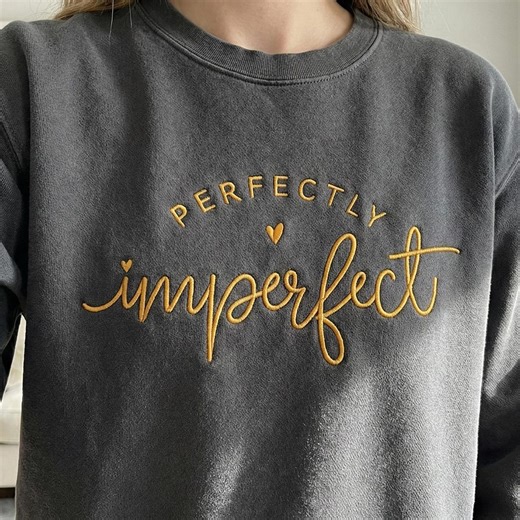 Perfectly Imperfect Machine Embroidery Design, Inspirational Quote Embroidery File, Self Love Pattern, Boho Script Heart, PES DST File - Etsy