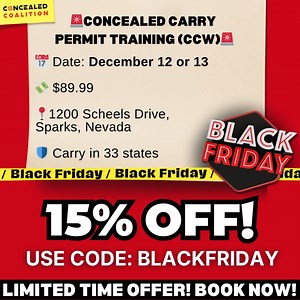 🚨 Get Your Nevada CCW Certificate in Just One Day! $89.99 CCW Training - Legally Carry in 33 States! Take 1 class & get certified! Reserve your seat now! 👇 | Concealed Coalition