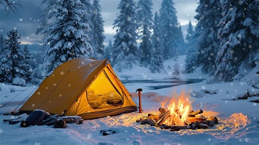 Ai Generated, Camping, Snow. Free Stock Video