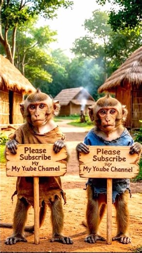 Sad Monkeys Struggle in Village Life – Realistic AI Video” #emotionalstory