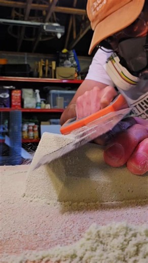 The satisfying process of making a climbing hold