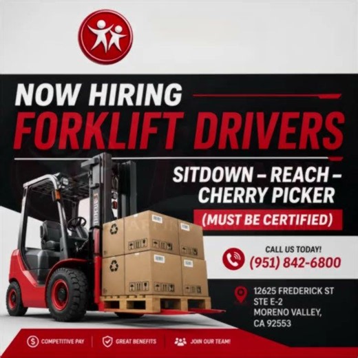 Fairway Staffing- Moreno Valley - Forklift drivers