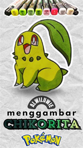 menggambar Chikorita Pokémon #youtubeshorts #shorts #drawing