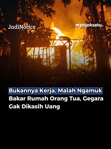 Pemuda berinisial MI (27) diamankan aparat kepolisian setelah diduga membakar rumah milik orang tuanya di Dukuh Krasak, Desa Kedungwinong, Kecamatan Sukolilo, Kabupaten Pati, pada Sabtu malam, 13 Juni 2026. Peristiwa itu diduga dipicu perselisihan antara MI dan ayahnya. Sebelumnya, MI meminta uang untuk biaya merantau ke Sulawesi pada pertengahan Juni, tapi permintaannya tidak dikabulkan oleh orang tuanya. Diduga karena terbawa emosi, MI kemudian menyalakan api menggunakan korek di area dapur de