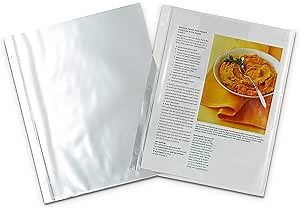 Meadowsweet Kitchens Full Size Clear Plastic Sheets Protector Pages for Recipe Organizer - 20 Clear Sheet Protectors for 3 Ring Binder, Plastic Sleeves for Paper Recipes, 8.5 x 11 Page, 3 Hole Punched