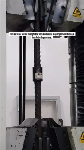 This is a Rebar Tensile Strength Test with Mechanical Coupler performed using a tensile testing machine. Purpose 1. Check tensile strength of the steel reinforcement bar. 2. Verify strength of the mechanical coupler joint. 3. Ensure coupler is as strong as or stronger than the rebar. 4. Measure ultimate load capacity before failure. 5. Confirm compliance with design and code requirements. 6. Ensure safety and reliability of structural connections. #civilengineering # ouplertest #tensiletest #con