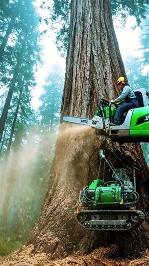 WAIT FOR IT!! 😱 Giant Machine Chainsaw Cutting Massive Tree🌲🔥#fa9la#chainsaw#treecutting#stihl#viral