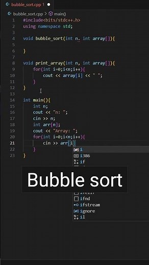 Bubble Sort Implementation using C++ #shorts #coding