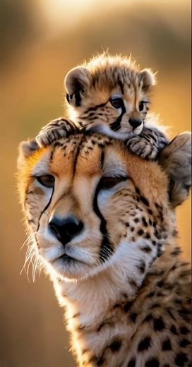 Cheetah Cub Cuddles Up on Mom’s Head – Too Cute