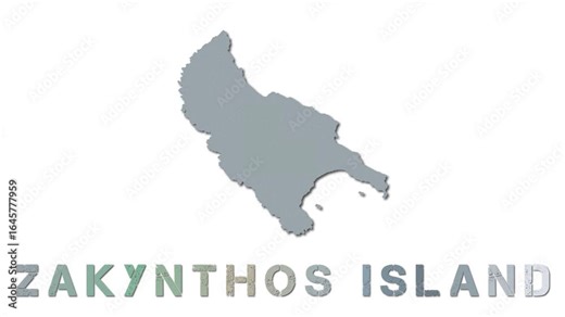 Zakynthos Island map with paper regions. Animated island map growing from regions and title letters falling down. Neat 4k animation.