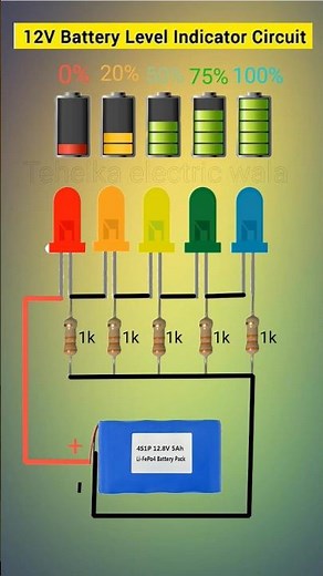 12V Battery Level Indicator Circuit Explained | DIY Battery Tester ⚡ #shorts #diy #viral