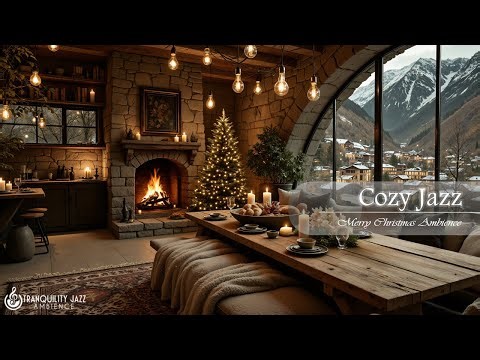 Cozy Kitchen Ambience With Fireplace & Smooth Jazz | Warm Christmas Jazz Playlist for Relaxtion