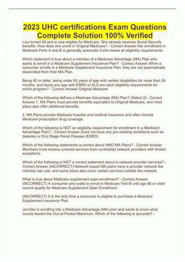 2023 UHC certifications Exam Questions Complete Solution 100 Verified3393